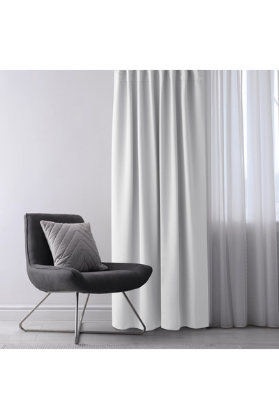 Amelia Home Blackout curtain with classic style rings, Juliette, density 230 g/m2, 140x270 cm, white