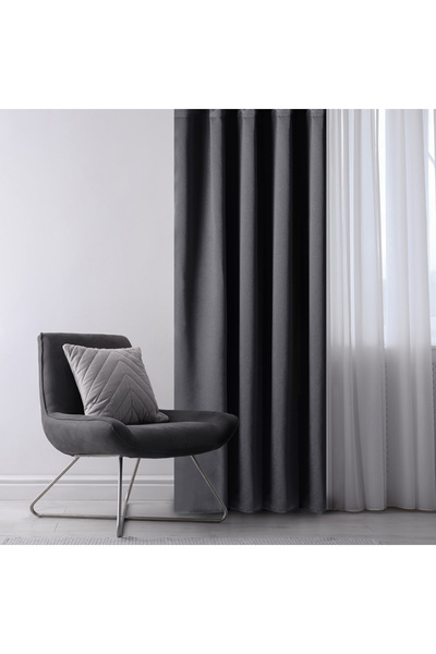 Amelia Home Blackout curtain with classic style rings, Juliette, density 230 g/m2, 140x245 cm, gray