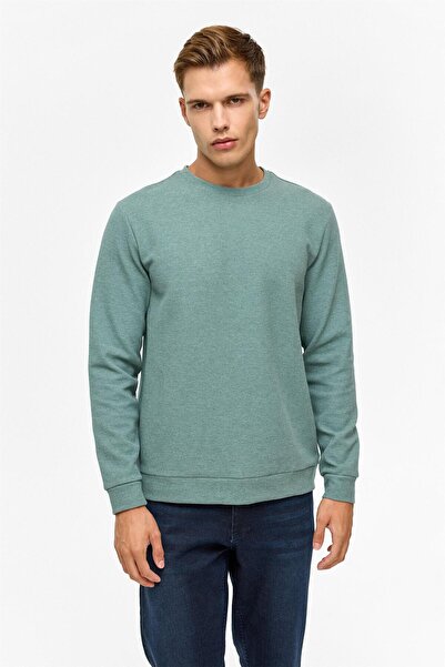 SÜVARİ Khaki Regular Plain Crew Neck Sweatshirt