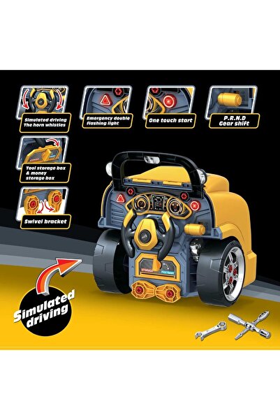 Cici Oyuncak 59 Parça Oyuncak Araba Moturu Tamir Seti Işıklı Sesli Okul Otobü...