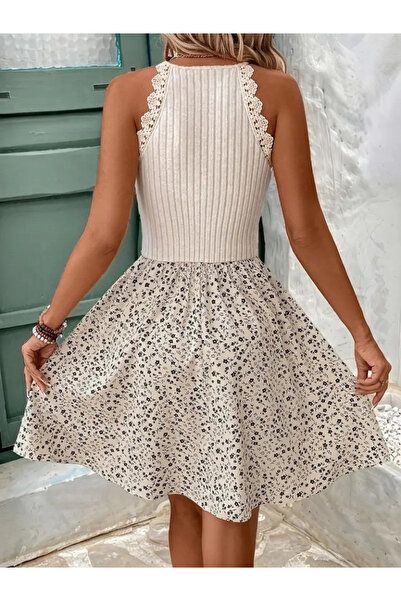 Sisa Butik Kadın Omuzlardan Açık Reglan Kol Detaylı üst Fırfırlı Kaşkorse Alt Süprem Elbise