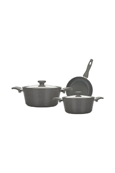 MISTERCOOK طقم أواني طهي جرانيتية مكون من 5 قطع باللون الرمادي