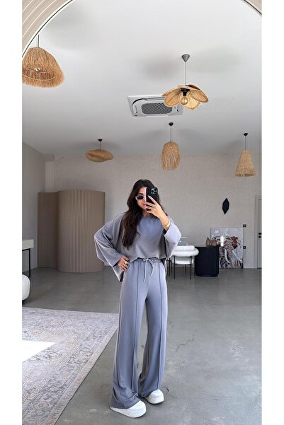 Buket Teke Set modal cu detaliu de cusătură gri