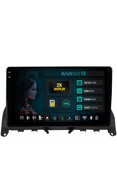 HUB64 Navigatie compatibila 2K Mercedes Benz C-Class W204 (2006-2012), 4GB RAM, Octacore, Slot Sim 4G