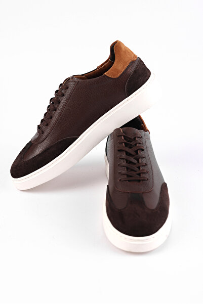 Rodrigo Erkek Sneakers %100 İç Dış Hakiki Deri Bağcıklı Kahverengi Ayakkabı