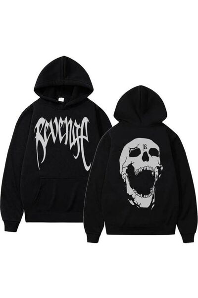 MAGORS Hanorac Rapper cu glugă din bumbac imprimat REVENGE XXXTENTACION, cu mânecă lungă, cu 3 fire
