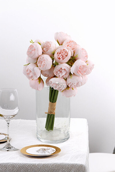 Yapay Çiçek Deposu 27 قطعة من البودرة ذات الرأس الصغير Erengül Bunch 30 سم