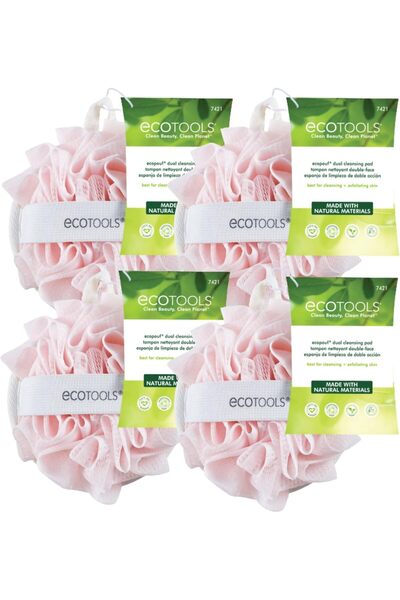 Ecotools وسادة التنظيف المزدوجة من إيكوبوف، مقشر الجسم اللطيف متعدد الأغراض، إسفنجة استحمام 2 في 1 ET7421