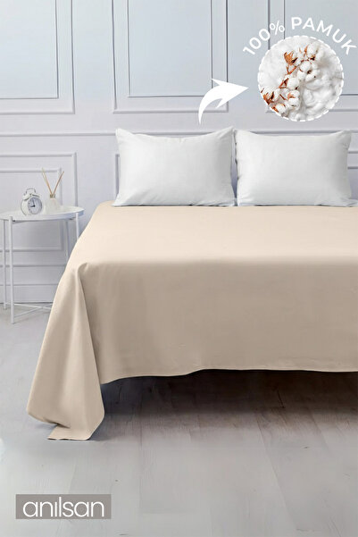 Anılsan Beige Sheet Without Elastic Band 100% Cotton Double/Single Size, 63 Threads