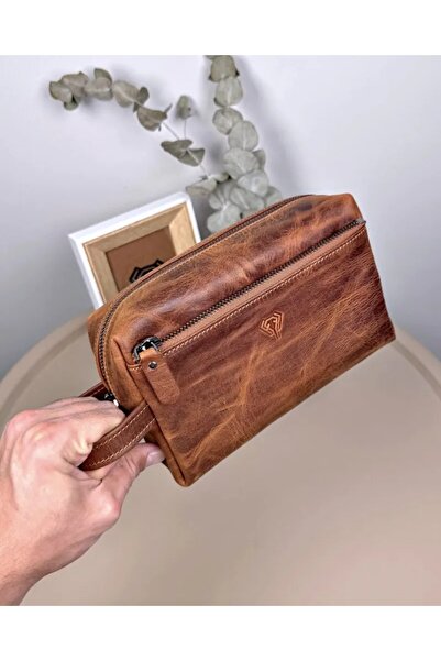 Fil Deri Genuine Leather Large Handbag with Zipper and Handle Strap 2106