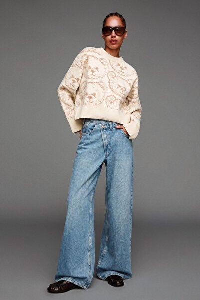 Bershka Jakarlı baskılı triko