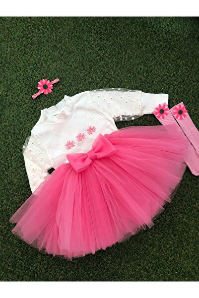 kokosh _ kidss burcu sapmaz Girl's Special Day Tutu Skirt Set with Daisies