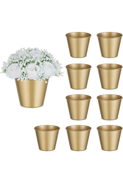 OEM Vaze de flori din metal auriu, 12,5 cm, set de 2 bucăți