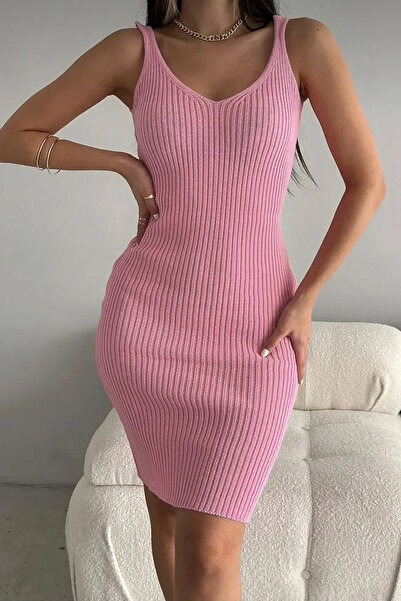 DPARİS Openwork Sweater Strap Knitwear Dress Set