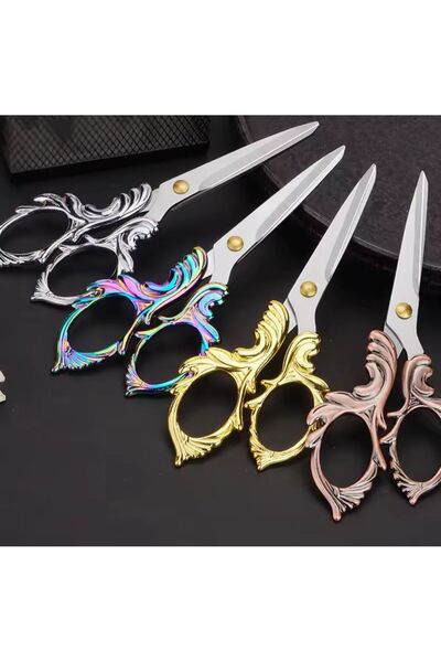 iğne izi Large Size Promise Engagement Scissors, Ribbon Opening Special Occasion Ceremony Sewing Embroidery Scissors Copper