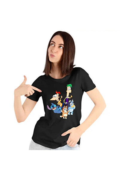 OEM Tricou Femei Phineas Ferb Stitch Bluey Bingo Blue