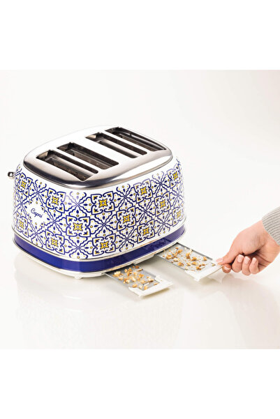 ARIETE Bread toaster Capri 0156/0C, 1600W, 4 slices, 3 functions, 6 levels, Crumb tray, White/Blue