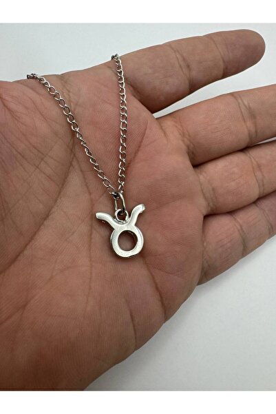Herşey Nota Taurus Zodiac Symbol Necklace – 60 cm Chain, Zinc Plated Unisex Astrological Design