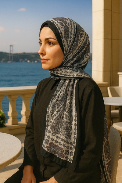 VIEN POLO شال قطني ناعم منقوش