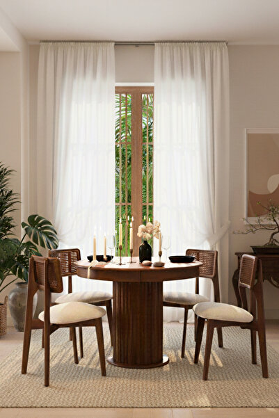 Woodenbend Mirla Ceviz Rengi Açılır Masa Takımı 100x100 cm – Açılınca 100x130...