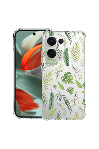 bestcase Удароустойчив гръб за OPPO Reno13 F 5G, зелени листа, 1988247 AS 77
