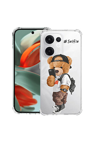 bestcase Carcasă spate antișoc pentru OPPO Reno13 F 5G, ursuleț de pluș cu de...