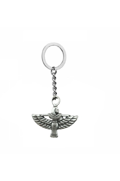 Herşey Nota Faravahar Ahura Mazda Keychain – Unisex Spiritual and Authentic Symbol with Antique Design