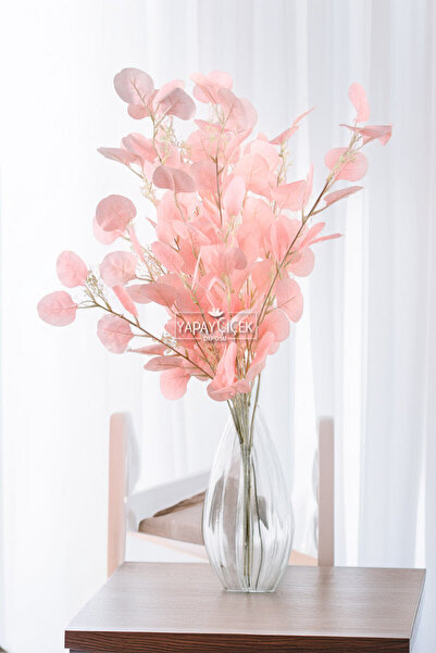 Yapay Çiçek Deposu Yapay Tomurcuklu Okaliptus Dalı 100 cm Pembe