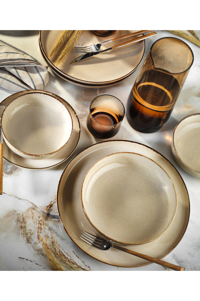 Kütahya Porselen Kütahya Porcelain Moderna 24-Piece 6-Person Dinner Set Cinnamon