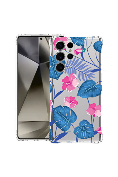 bestcase Carcasă spate antișoc pentru Samsung Galaxy S25 Ultra, flori albastr...