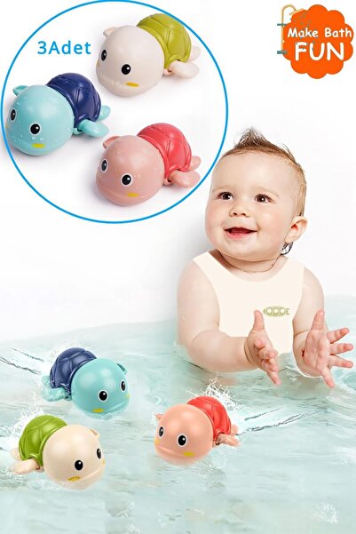 CARA CARO 3'lü Kurmalı Yüzebilen Kaplumbağa Banyo Oyuncak Seti - 18 Ay+ BPA İ...