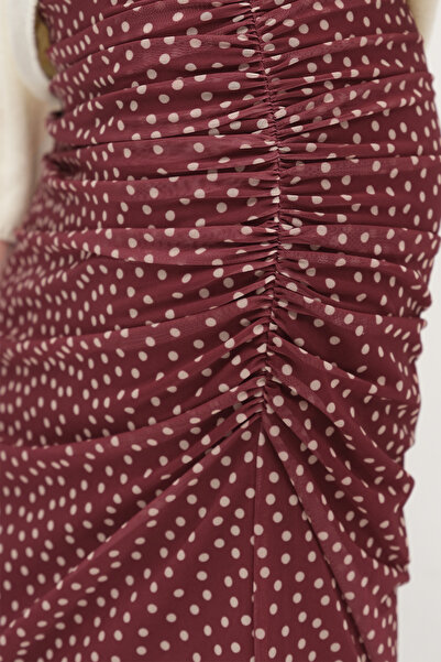 Addax Polka Dot Gathered Midi Skirt E00878