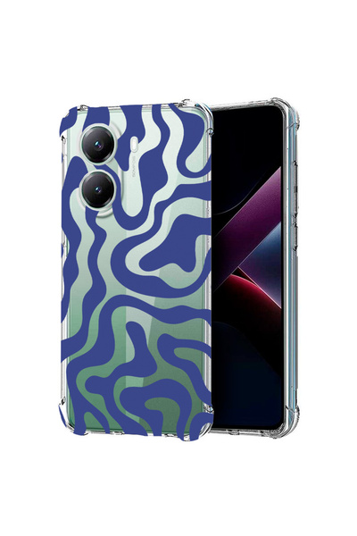 bestcase Carcasă spate antișoc pentru Poco X7 Pro 5G, linie abstractă albastr...
