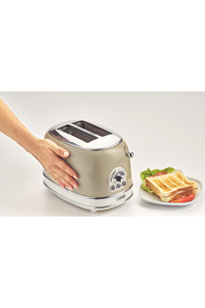 ARIETE Bread toaster VINTAGE 0155/03, 810W, 2 slices, 3 functions, 6 levels, Removable tray, Beige