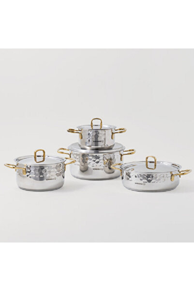 KORKMAZ stainless steel cookware set of 8pcs, silver