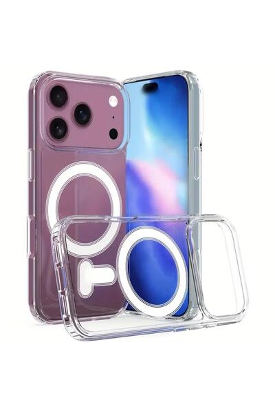 Powerfox İphone 17 Pro Uyumlu Şeffaf Magsafe Köşe Darbe Emici Telefon Kılıfı