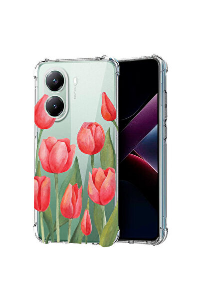 bestcase Αντικραδασμική θήκη πλάτης για Poco X7 Pro 5G, κόκκινες τουλίπες, 19...