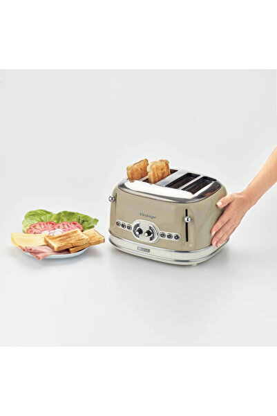 ARIETE Bread toaster VINTAGE 0156/03, 1600W, 4 slices, 3 functions, 6 levels, Removable tray, Beige