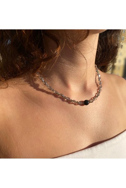 NEMOR STUDIO Gray Crystal & Zircon Necklace |   Sparkling Elegance Collection