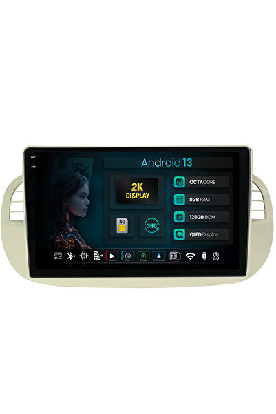 HUB64 Navigatie 2K Fiat 500 (2007-2014), 8GB RAM, Android 13, Octacore, Slot ...