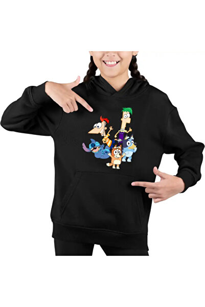OEM Παιδικό Κοριτσίστικο Φούτερ Phineas Ferb Stitch Bluey Bingo Μπλε