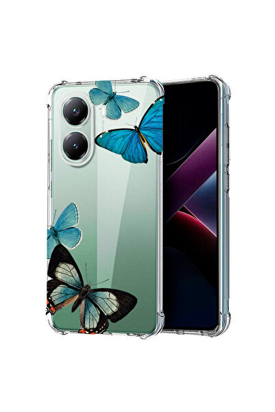 bestcase Carcasă spate antișoc pentru Poco X7 Pro 5G, fluturi albaștri frumoș...