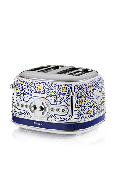 ARIETE Bread toaster Capri 0156/0C, 1600W, 4 slices, 3 functions, 6 levels, Crumb tray, White/Blue