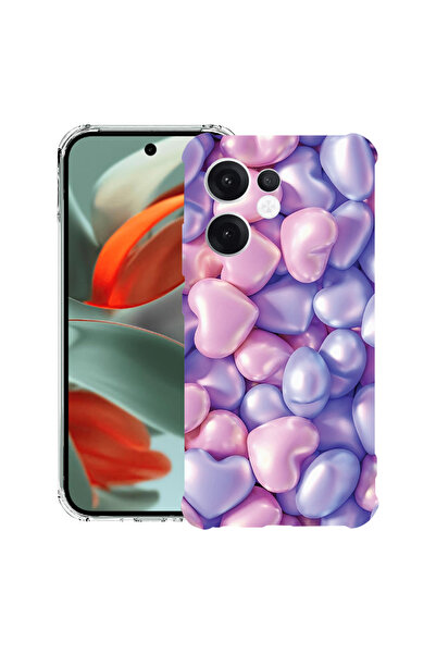 bestcase Carcasă spate antișoc pentru OPPO Reno13 F 5G, inimioare colorate, 1...