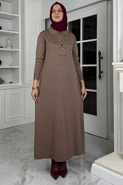 Rabia Şamlı Laçin Knitwear Dress Milky Coffee