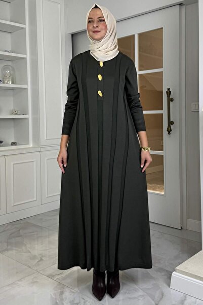 Rabia Şamlı Φόρεμα Πλεκτό Φύλλο Χακί