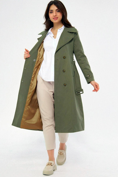 Ottawe Regular Fit Rahat Kemerli Çentikli Kruvaze Yaka Uzun Kol Astarlı Düğme...