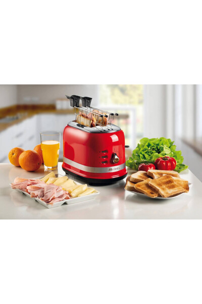 ARIETE Bread toaster MODERNA 0149/00, 815W, 2 slices, 3 functions, 6 levels, Removable tray, Red