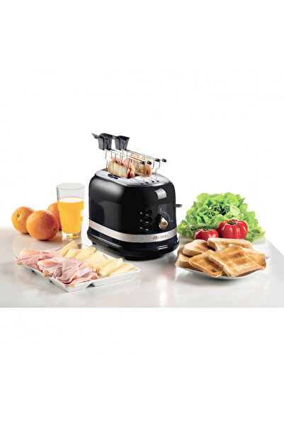 ARIETE Bread toaster MODERNA 0149/02, 815W, 2 slices, 3 functions, 6 levels, Removable tray, Black