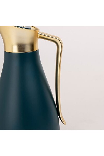 Dallaty Green steel vacuum flask with matt golden handle 1L